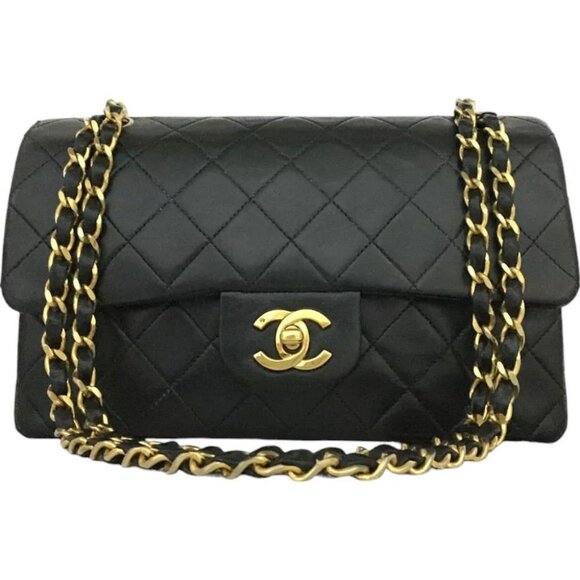 2842960BG (X6) Chanel Shoulder Bag Double Flap 23 Quilted Black Lambskin w/Chain - Picture 1 of 12